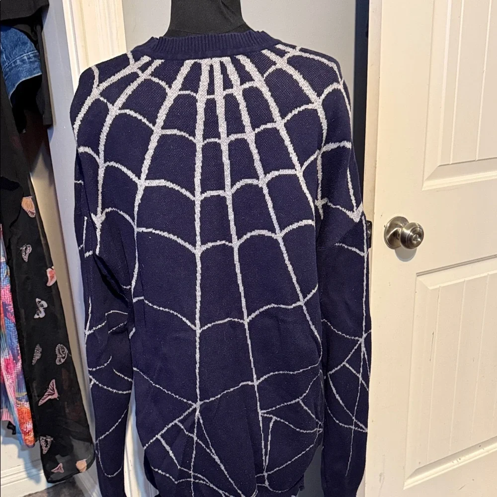 Rare Dolls Kill Corpse Bride Navy Oversized Distressed Sweater Size M - Picture 2 of 3